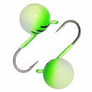 Дробинка с ушком d 4,0 мм, вес 0,62 гр, фосфор-салатовая с полосками /10 шт/